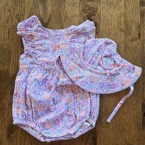 JoJo Maman Bebe Purple and Pink Floral Baby Set